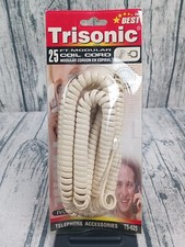 Trisonic 25-ft Modular Coil Cord / Phone Cord TS-625 Ivory - Brand New