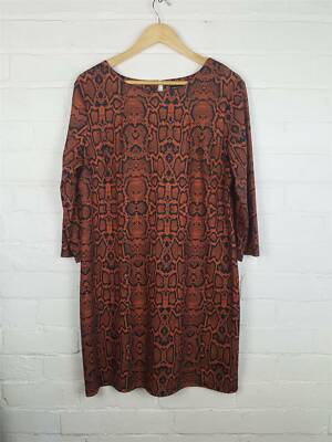 Burnt Orange Snake Print Tunic Dress 