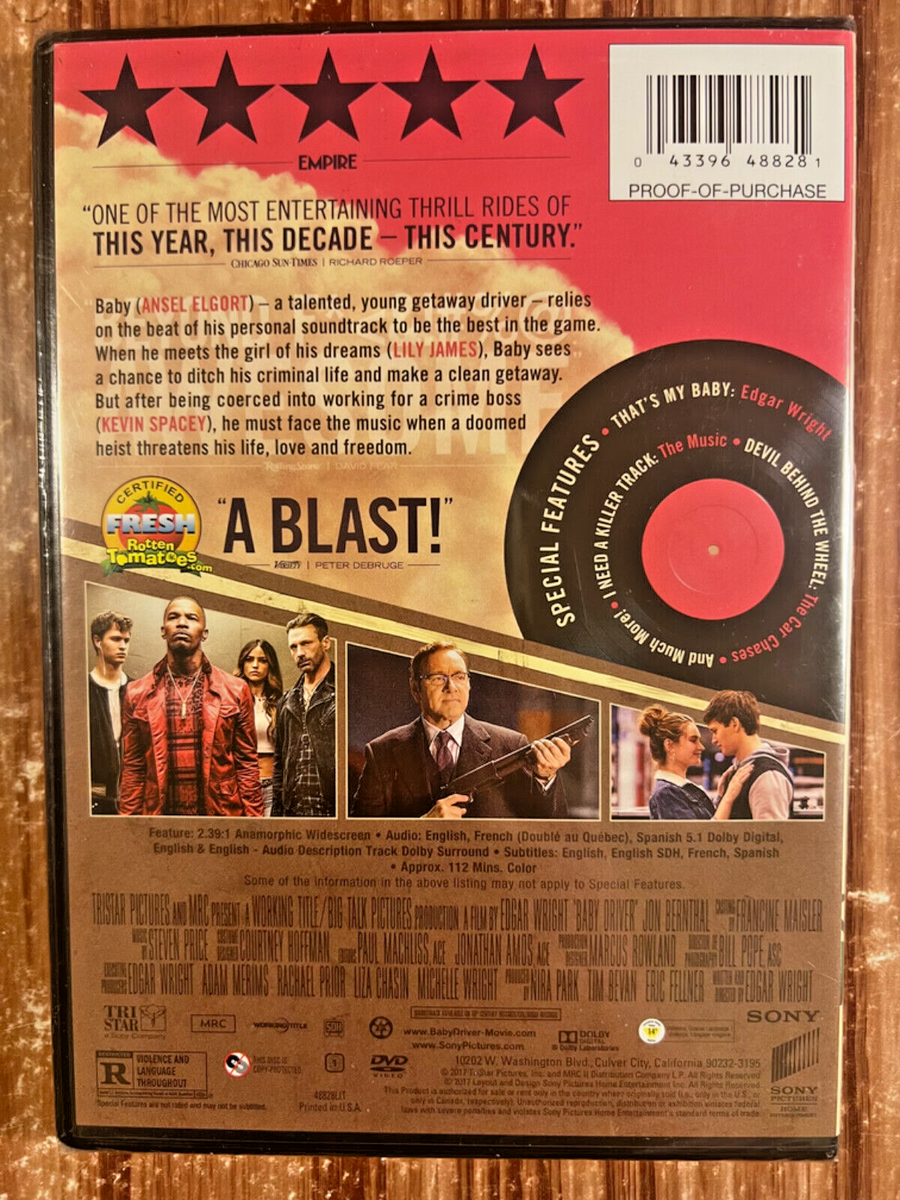 Baby Driver DVD Jamie Foxx Kevin Spacey Lily James Gonzalez Action