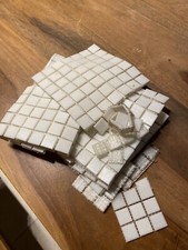 Glasmosaik Hobby Mosaik 2x2 cm, Weiß, Auf Netz Zuschnitt RESTE Ca. 1,8 kg
