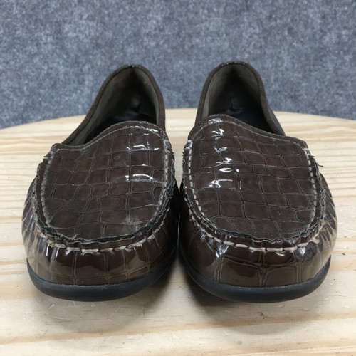 Clarks Bendables Shoes Womens 10 M Loafer Brown Faux Patent Leather Animal Print - Picture 6 of 15