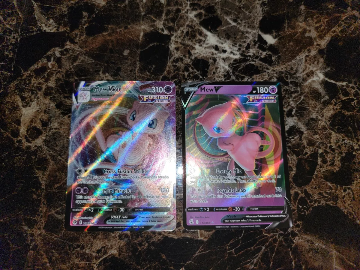 Mew V & Vmax Card Set - Fusion Strike 113/264 & 114/264 - Pokemon