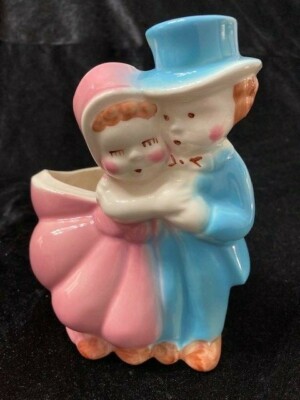 Ceramic Planter Dancing Man & Women Vintage Never used 5 1/4''T X 4''W