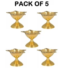 5 X Brass Oil Lamp Diya 2" Deepak Jyoti Hindu Puja Puja Religious Hindu God Item