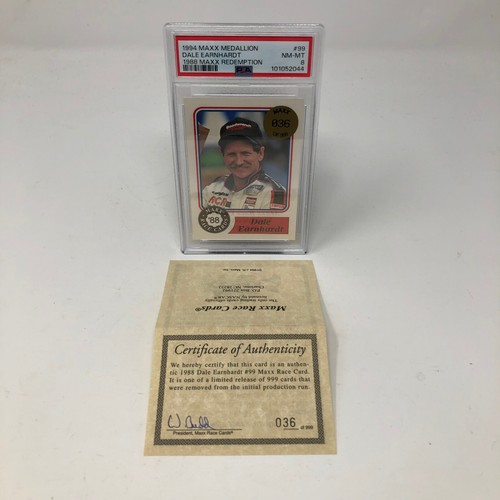 1988 Dale Earnhardt MAXX #99 Medallion 1994 Redemption 036/999 PSA 8 NM Mint