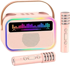 Mini Karaoke Machine for Kids Adults, Portable Bluetooth Karaoke Speaker with 2