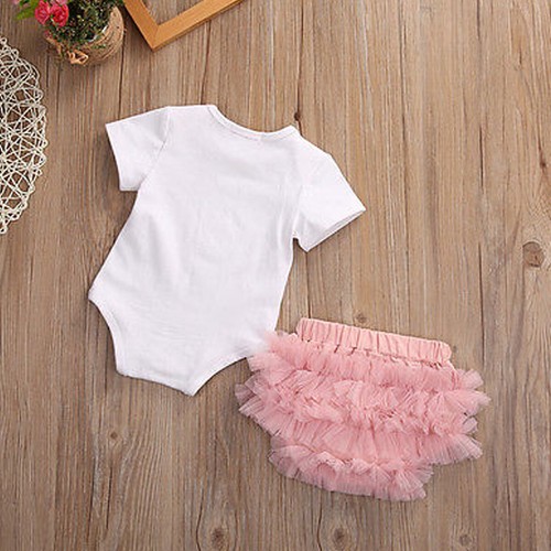 Tutina pagliaccetto neonato 3 pezzi bambina Hello World + pantaloncini pantaloni outfit - Foto 4 di 6