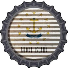 Rhode Island Flag Corrugated Bottle Cap Aluminum Circle Plaque Sign Wall Decor