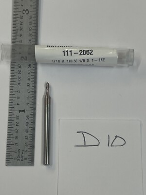 1 NEW HTC 1/16'' DIAMETER CARBIDE ENDMILL 111-2062. 2 FL SQ. 1/8'' LOC (D10)