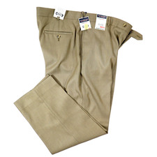 Roundtree Yorke Travel Smart Flat Front Pants Mens 40x30 Expand Waist NEW 