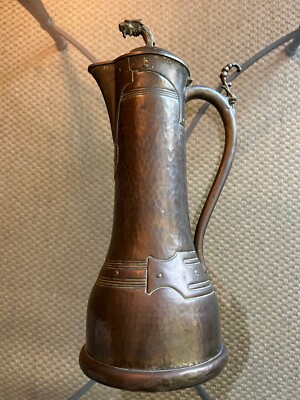 WMF Art Nouveau Antique Lidded Pitcher (Dragon Finial) #47 Ostrich Stamp (1900)