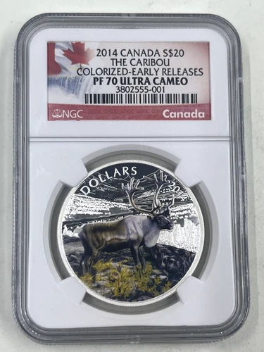 2014 Canada S$20 NGC PF70 Ultra Cameo The Caribou Colorized Early Release