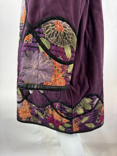 Reversible Vintage 80s Womens Coat With Floral Quilted Pattern & Black Faux Leat - Picture 24 of 24