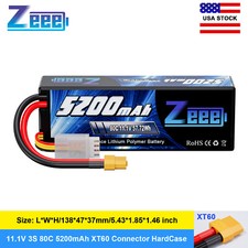 Zeee 11.1V 80C 3S LiPo Battery 5200mAh XT60 for RC Car Truck Heli Racing Hobby