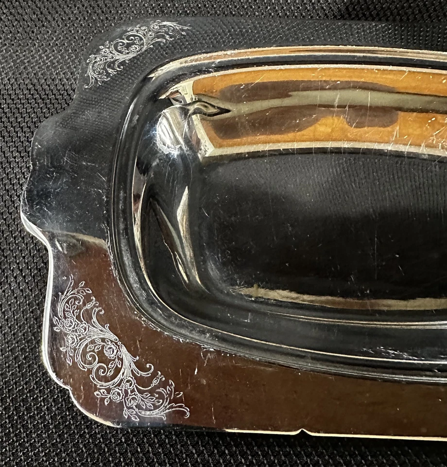 Farberware Vtg Stainless Steel Etched Floral Cheese & Snack Serving Tray - Image 4 of 4