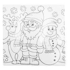 Christmas Canvas Picture Colour Your Own 25cm x 25cm - Santa and Friends