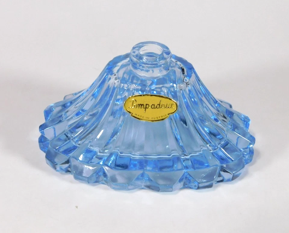 Vintage Austria Blue Cut Crystal Perfume Bottle Display Only ~Atomizer Unusable - Image 3 of 4