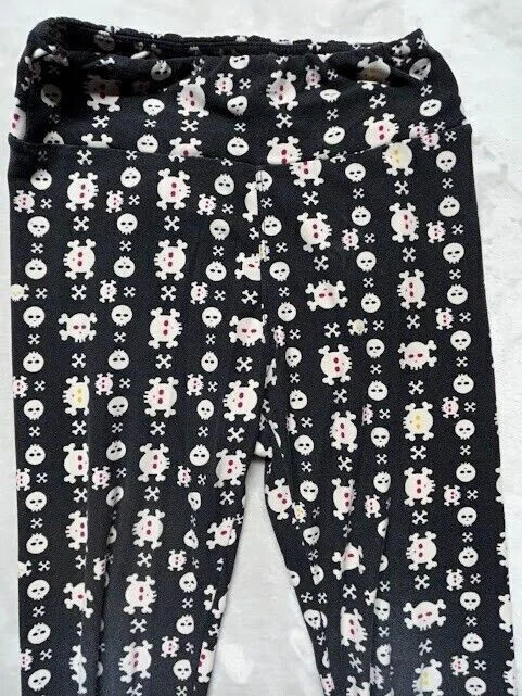 Leggings ajustados para mujer negros estampado de calavera frente plano jegging poliéster talla única Foto 3 de 4