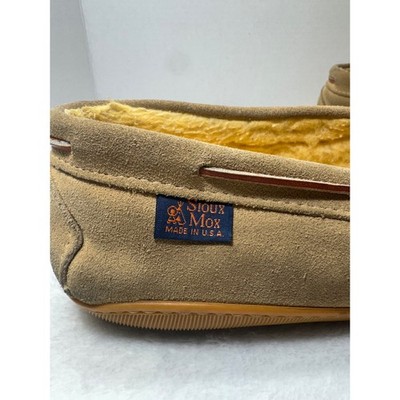 Sioux Mox Mens Suede Moccasin Slippers Tan Shearling Lined  display picture 2