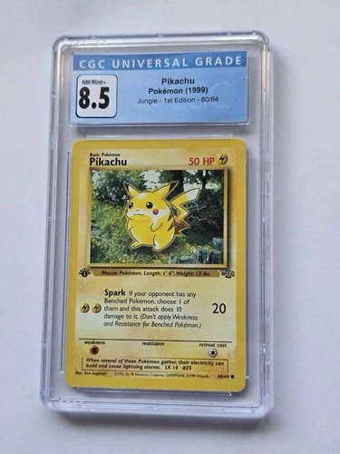 1999 Pokemon Jungle 1st Edition NON-HOLO - Pikachu - 60/64 CGC 8.5 NM / Mint+