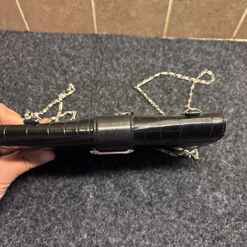 Brighton Mini wallet Bag Chain Black Croc Leather Crossbody shoulder bag - Image 3 of 4