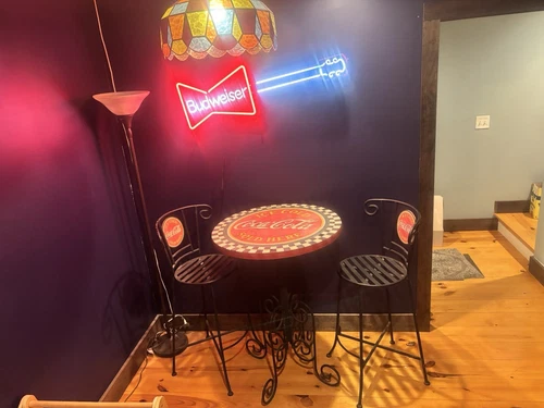 Vintage 1980's ANHEUSER-BUSCH Budweiser Bowtie Guitar Neon Sign USA