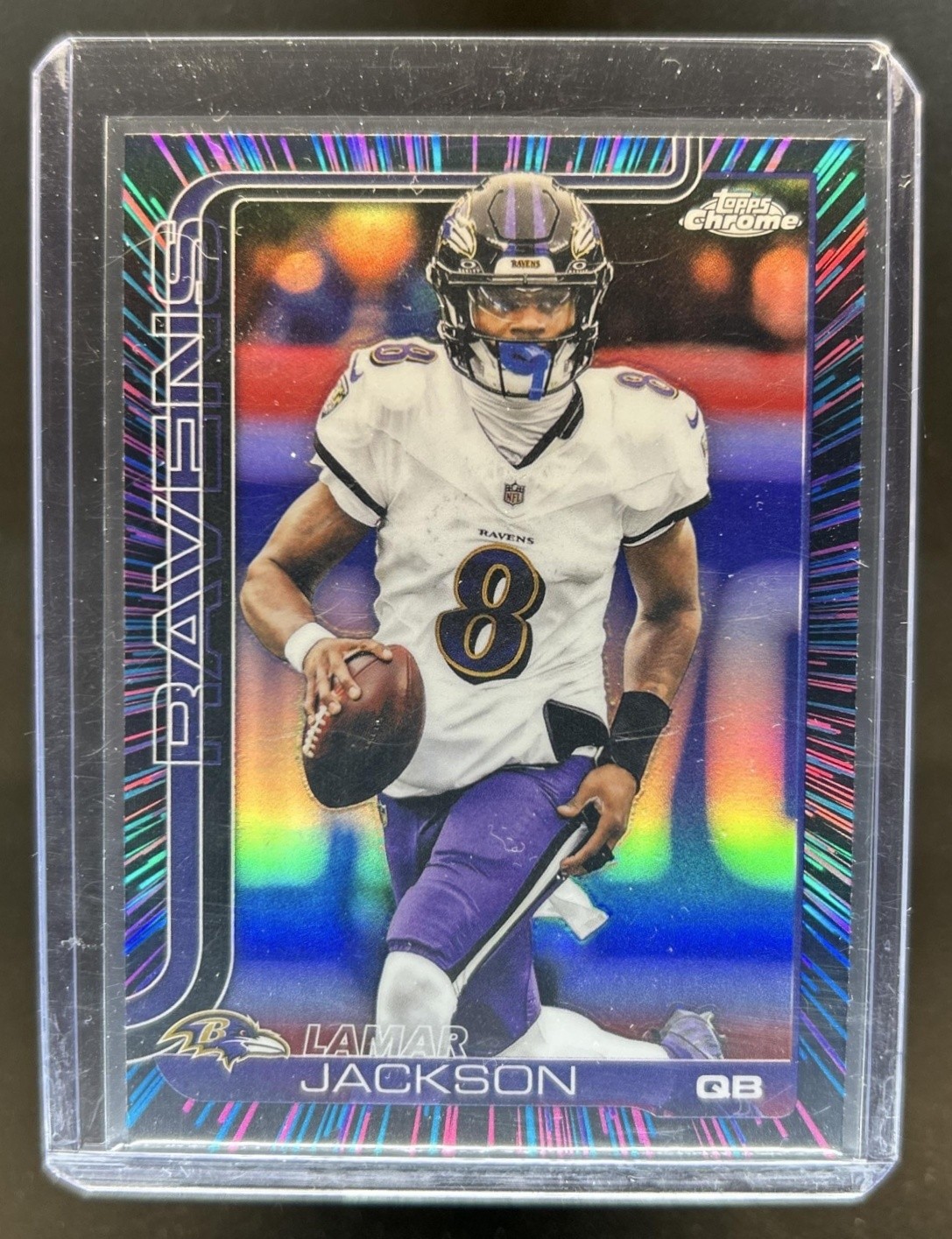 2025 Topps Chrome Lamar Jackson Neon Pulse Refractor #24 Ravens
