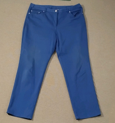 Ruby Rd. Women s Blue Twill Straight Leg Pants Stretch Pockets Mid Rise 29''