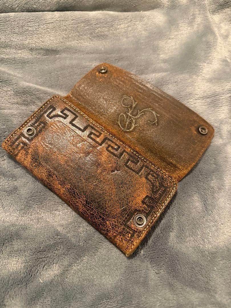 RRL Ralph Lauren Vintage Leather Wallet Embroided Brown Excellent Condition image 3