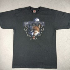 Harley-Davidson T-Shirt Mens XL Black Wolf Moon Kansas City Nature Tee USA Made