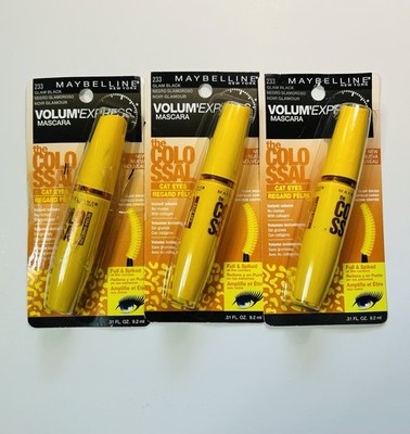 3 X Maybelline Volume Express Colossal Cat Eyes Washable Mascara Glam Black #233