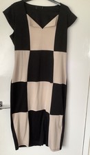 Black And Cream Cap Sleeve Bodyco Dress Size 16