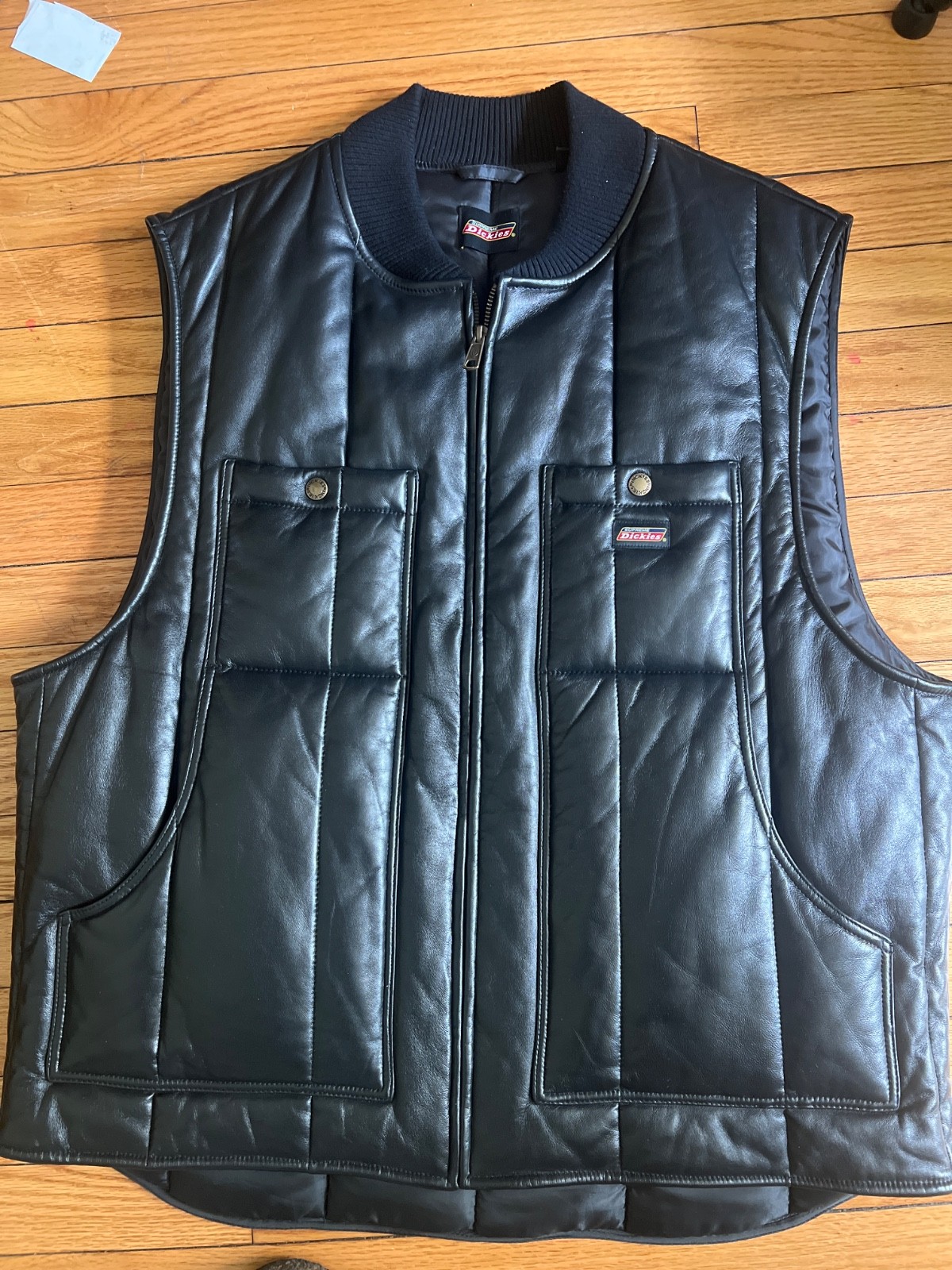 supreme x dickies leather vest xl