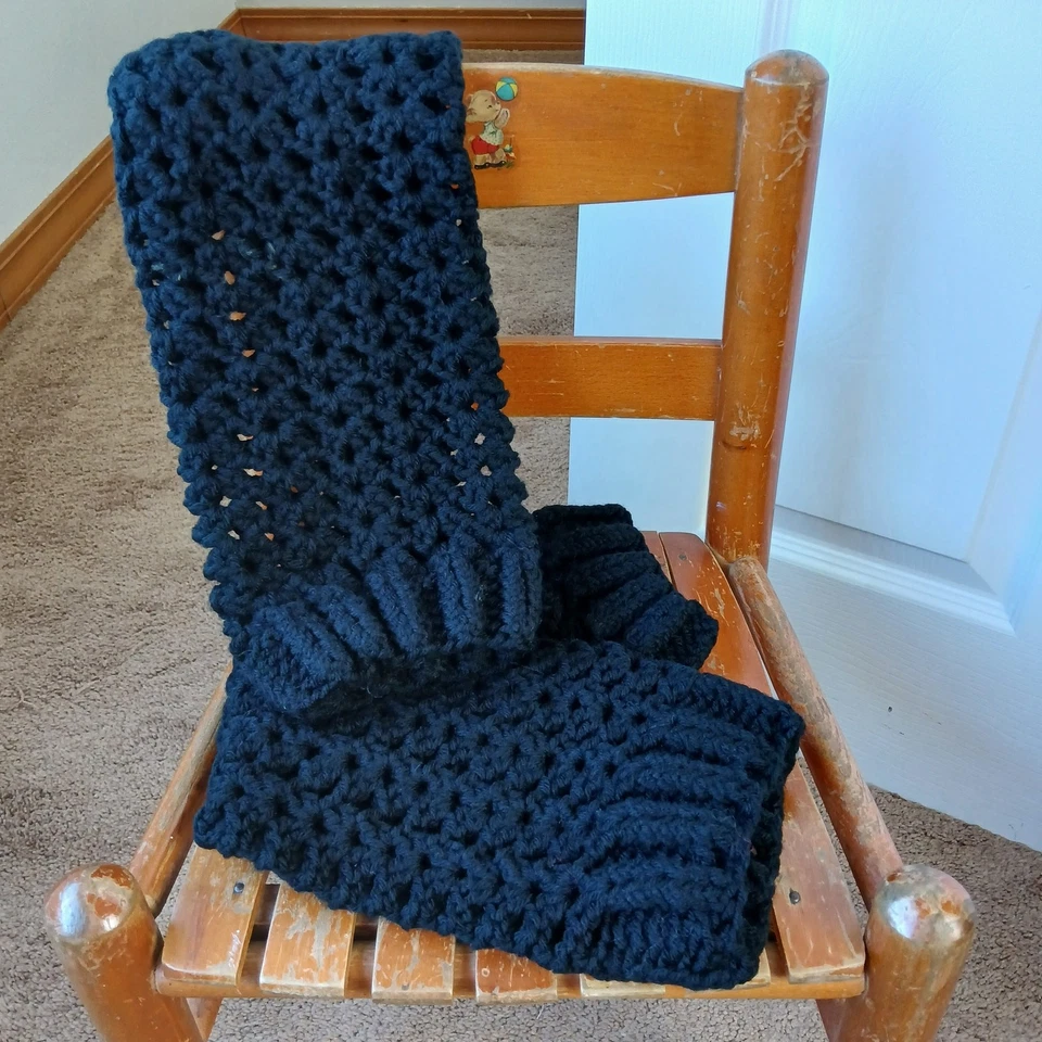 Calentadores de Piernas Negros OSFM Crochet Cálido Grueso Sobre la Rodilla Baile Prefabricado Foto 4 de 4