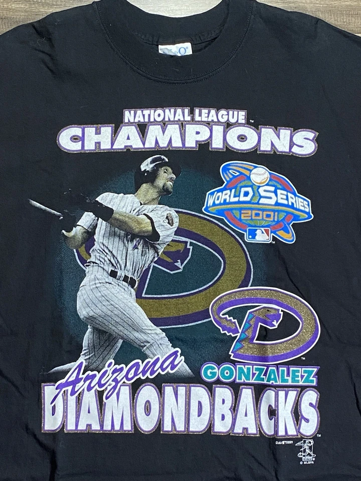 Camiseta De Colección Arizona Diamondbacks González 2001 MLB NL Champions Talla XL Negra Foto 2 de 4