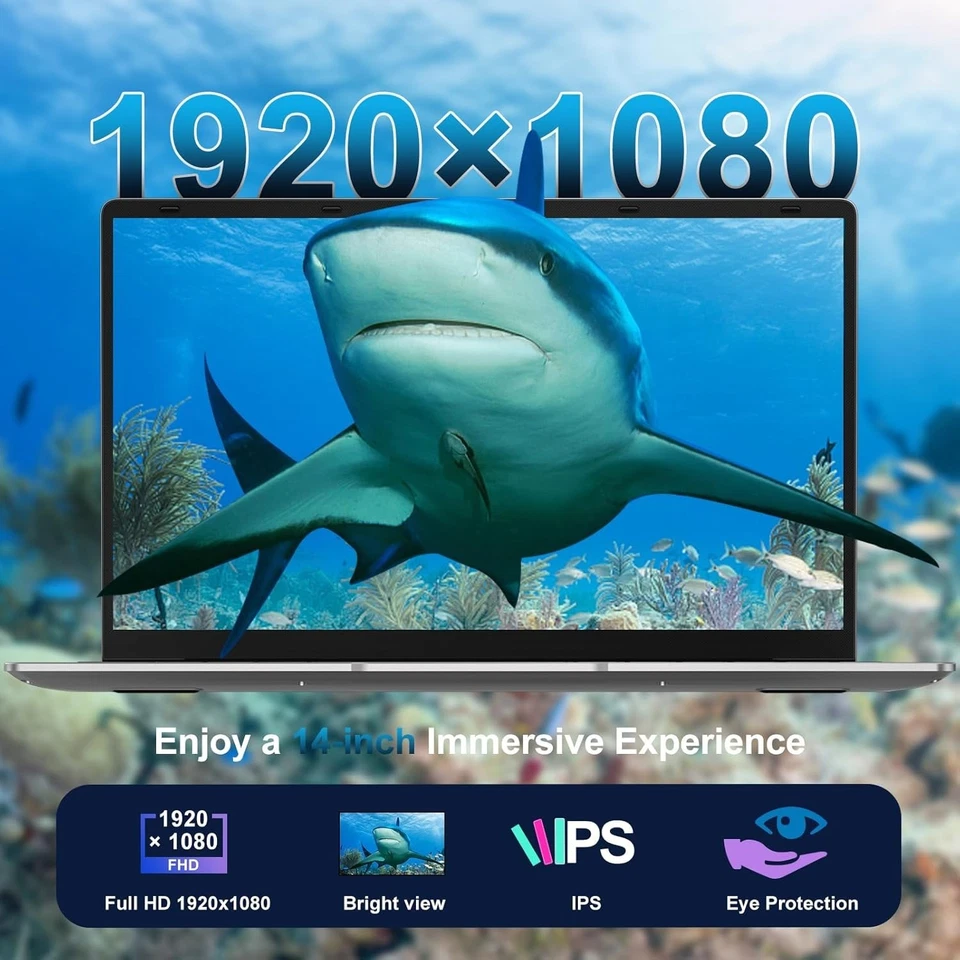 HUQPPQ Laptop 14 Inch Laptop Computer 8GB RAM 256GB SSD Storage(TF Card 512GB-1T - Image 4 of 4