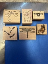 Dragonfly and Butterfly Rubber Stamps Mixed Set Of 6