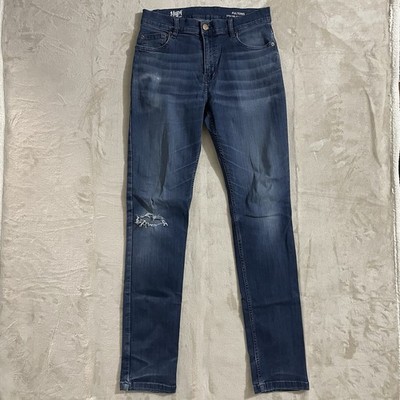 Mugsy Fultons Jeans Mens 33x34 Skinny Leg Blue Denim Stretch Comfort Distressed