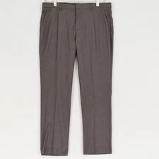 Perry Ellis Portfolio Men's Grey Modern-Fit Stretch Solid Resolution Pants 38x32