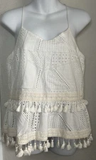 Sugar Lips Cream Eyelet Boho Summer Tank Size  S