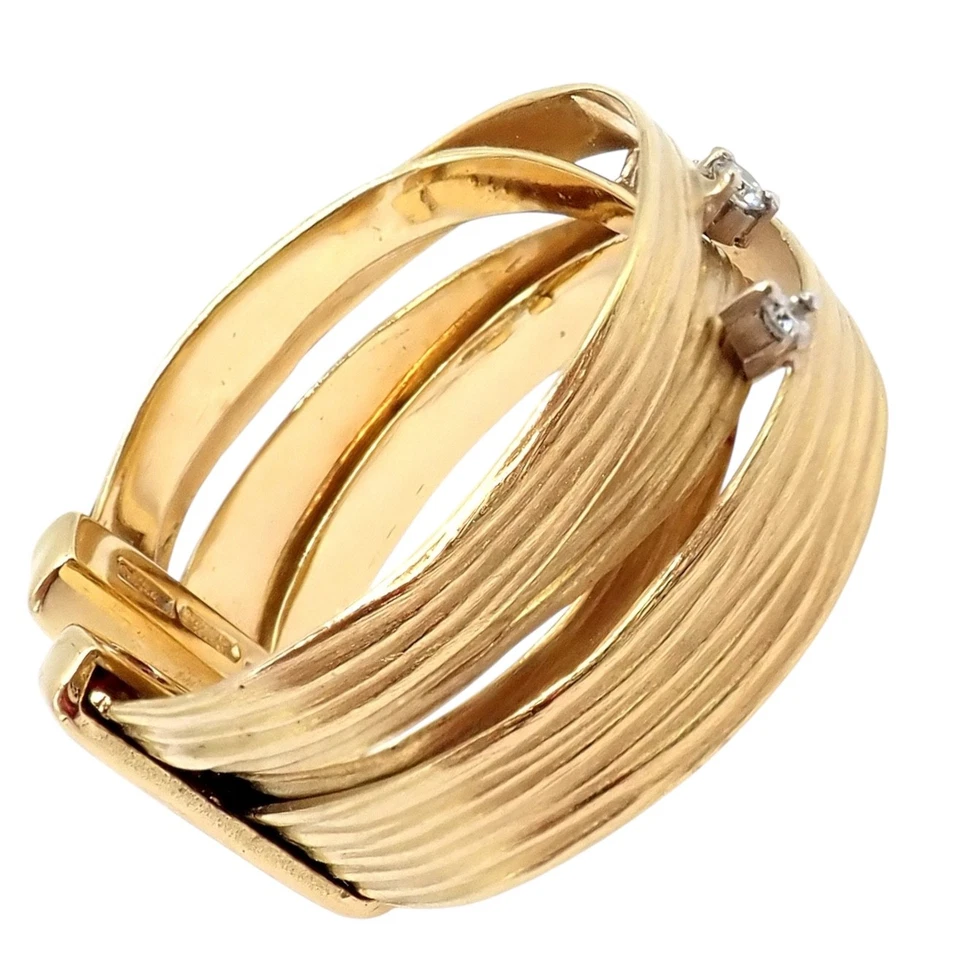 ¡Auténtico! Anillo Roberto Coin Oro Amarillo 18k Diamante Tejido Seda Talla 7 Foto 3 de 4