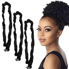 3Pcs Silk Scrunchies: Adjustable Slip Black Satin 1 Count Pack of 3 ,