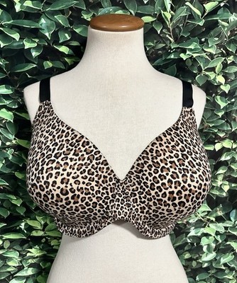 Auden Full coverage Lightly Lined T Shirt Bra Cheetah Print 40DDD New