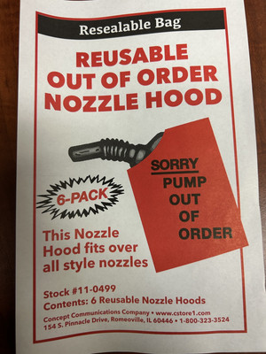 Concept Communications - Red Nozzle Hood Pump Out Of Order (6 Pack)