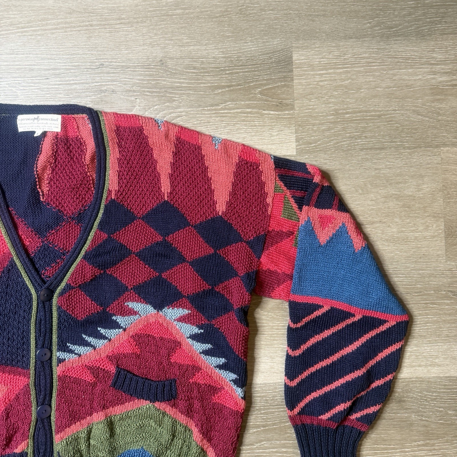 Peruvian Connection Sweater Large Multicolor Art … - image 4