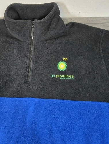 BP Pipelines America Pullover Mens 2XL Black Blue Fleece Jacket id - product listing photo