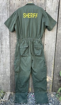 VTG Siskiyou County Deputy Sheriff Embroidered Jumpsuit Coveralls 46 Chest, Tall