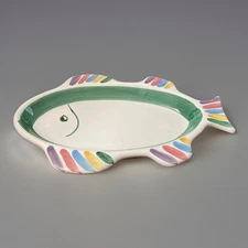 Ceramic Fish Platter Plate Hand Painted Trinket/serving Dish 9.5”L Caleca Italy