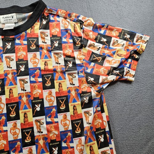 Vintage Playboy Magazine Cover Hugh Hefner All Over Print Polyester Shirt Size M - Picture 4 of 8