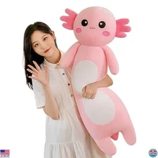 Somao Long Axolotl Plush Pillow, Cute Axolotl Stuffed Animal Body Plush Soft